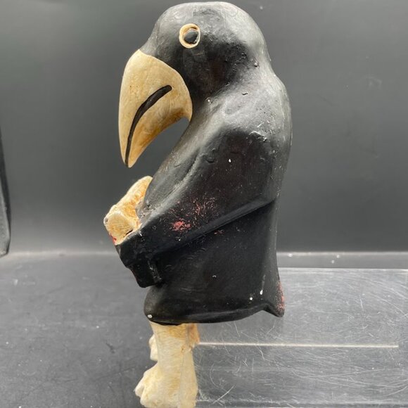 Wood Folk Art Raven Crow Shelf Sitter Reading Flying for Beginners Bermuda Trade - Picture 3 of 10